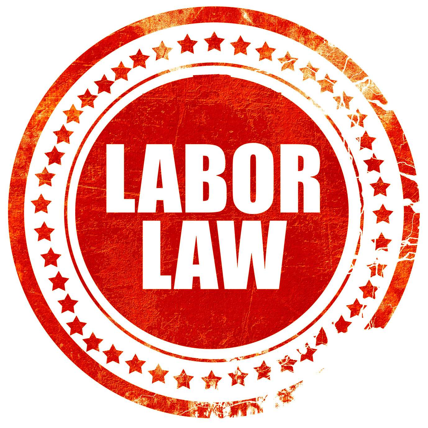 labor law, isolated red stamp on a solid white background